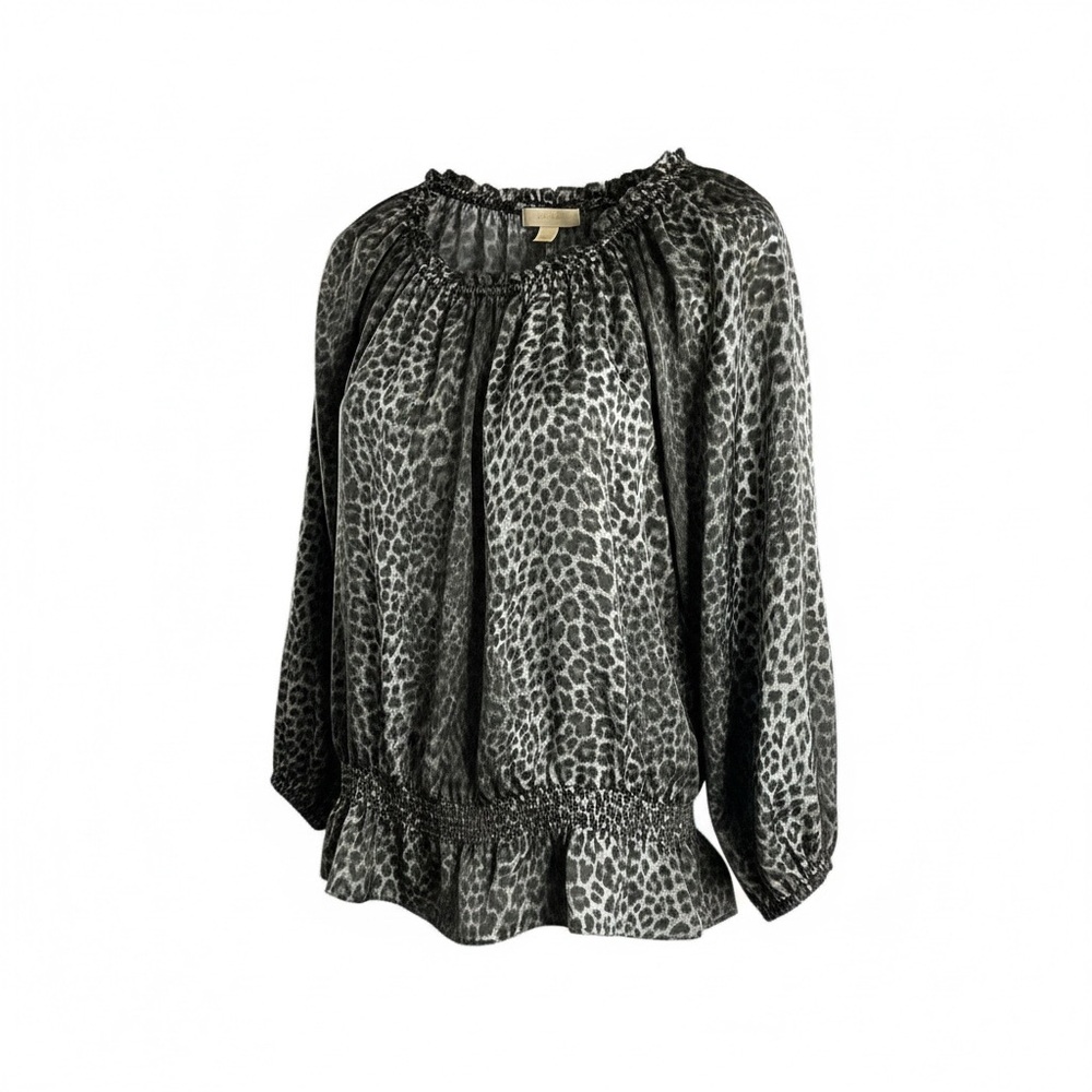 MICHAEL Michael Kors Animal Print Blouse - Black and Gray